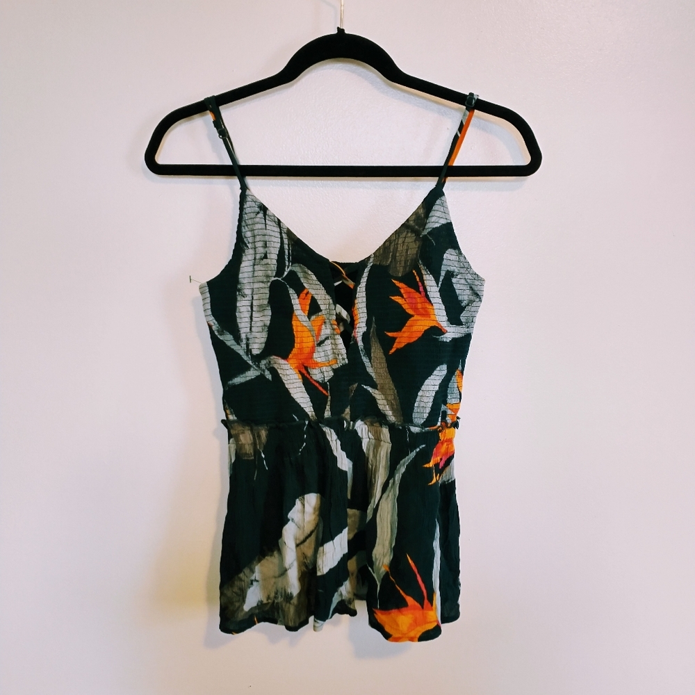 Floral tropic peplum top. Shirred top size small